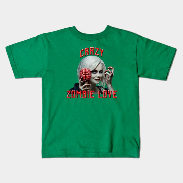 Crazy Zombie Love Kids T-Shirt by pasnthroo